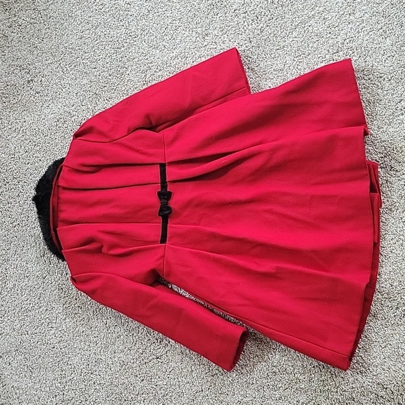 Girls Red Dres Coat & Hat Size 4 - Picture 4 of 10